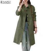 在飛比找蝦皮商城優惠-Zanzea 女式韓版時尚工作場所單排扣翻領斜口袋大衣