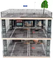 1:18 Scale 3-Tiers Model Car Display Case with Parking Lot Scene for ...