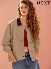 Neutral Seer Sucker Button Through Lightweight Jacket (AF5824) | $64