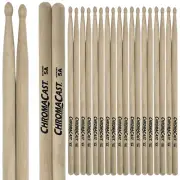 ChromaCast 5A USA Made, Wood Tipped, Hickory Drumsticks | 10 Pairs