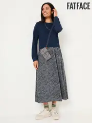 FatFace Nia Navy Leaf Dot Midi Dress (E79217) | $150