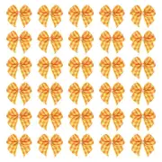50 Pcs Mini Orange Yellow Ribbon Bows with Pearl 1" Ribbon Flowers Appliques