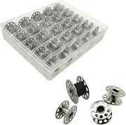 25 Pcs Metal Bobbins for Sewing Machine with Storage Box, A Class 15 Universal Bobbins in Case Compatible for Brother, Janome, Singer, Bernina, Toyata, Anime, Kenmore, Elna, Babylock by LeBeila