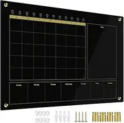 Marribol Black Glass 3-1 Monthly Dry Erase Calendar Whiteboard for Wall,24"x 36",Frameless Mounting,Office/School/Home, Frameless Large Planner White Board