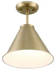 Lumanity Lincoln Tapered Metal 11in Antique Brass Semi-Flush Mount Ceiling Light
