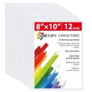 12 Pack 8x10 Canvas Boards for Painting, Blank Flat Canvas Panels Art