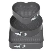 Springform Cake Pan Set of 3 Non-stick Cheese Cake Pan, Removable Bottom Black