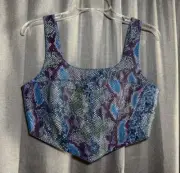 Nasty Gal Leather Snake Print Foil Corset Cropped Top Womens US Size 6