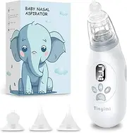 Tinyimi Large Flow Electric Nasal Aspirator, 2023 Newest Patent Nose Sucker for Baby, Booger Sucker, Nose Cleaner for Toddlers with 3 Silicone Tips, 3 Suction Levels, Music & Light Soothing Function and Storage Box