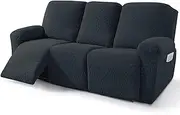 Premium Recliner Slipcovers - Super Stretch, Fits Standard & Power Lift Chairs, Easy Install, 1/2/3 Seater Couch Protector(Dark Gray,3 Seats)