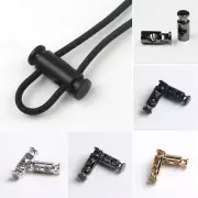 10Pcs Metal 2Hole End Cord Stopper Buckle Toggle Spring Elastic Rope Locks Clip