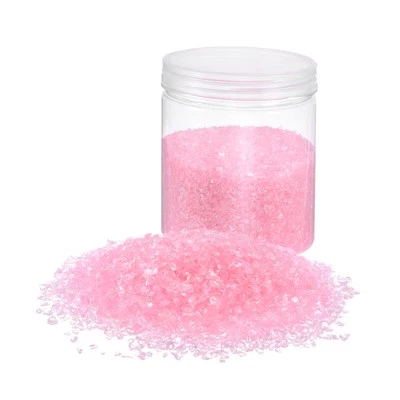 370g Crushed Glass Chips 1-3mm Irregular Broken Sprinkles Glass, Pink