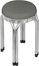 Stainless Steel Stacking Round Bar Stools, Home Restaurant Practical Stool with Non-Slip Feet for Home Office Living Room Indoor-Outdoor Stackable Stools Set of 4 Grey,48cm