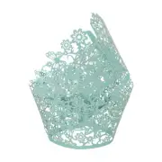 50 Pcs Cupcake Wrappers for Baking Light Blue (Butterfly, Pearlescent Paper)