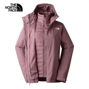 The North Face北面 北臉女款紫色防水透氣保暖連帽三合一外套 雪地保暖 衝鋒衣