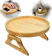Universal Couch Arm Tray Table - Foldable Round Clip Side Table (A)