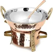 Stainless Steel Copper Original Indian Karahi Angithi Serving Spoon, 3-Pieces Set