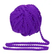 25 Yards Pom Pom Trim Ribbon, 0.5" Wide Dark Purple Ball Fringe Trim