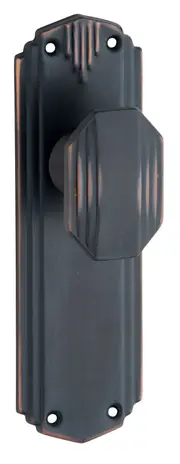 Tradco Napier Art Deco Door Knob on Backplate Antique Copper