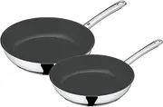 WMF Devil Frying Pan Set 2 Pieces, Induction Frying Pan 24, 28 cm, Cromargan Stainless Steel Coating, Oven-Safe