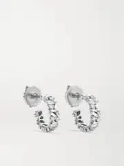 [Suzanne Kalan] Suzanne Kalan - Shimmer 18-karat White Gold Diamond Hoop Earrings - Silver - One size One size Silver
