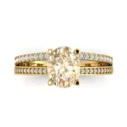 2.32Ct Oval Cut Natural Morganite Solid Gold Engagement Promise Statement Ring