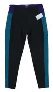 Josie Natori Solstice Collection Compression Women's Leggings L NWT Black/Teal