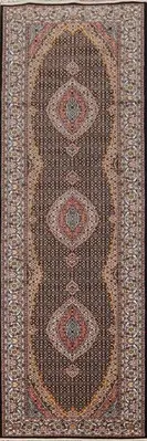 Traditional Multicolor Runner Rug 3x13 Ft Machine Made Oriental Black Carpet