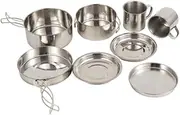 Aymzbd 8 Pcs Camping Cookware Set Pots Pans Cups Accessories Camping Utensils Tableware for Outdoor Activities