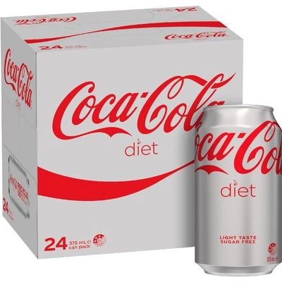Coca - Cola Diet Soft Drink Multipack Cans 375ml X 24 Pack