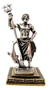 Ancient Greek Zamac Miniature Statue of Poseidon (1662)