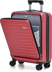 [TydeCkare] 20 Inch Carry On Luggage with Front Pocket for 15.6" Laptop, 21.65 * 15.35 * 7.87" Suitable for Airplane Overhead Bin, Lightweight PC+ABS Hardshell with YKK Zipper, with TSA Lock, Wine Red