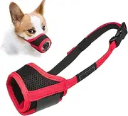 Dog Muzzle Anti Biting Barking and Chewing, with Comfortable Mesh Soft Fabric and Adjustable Strap, Suitable for Small, Medium and Large Dogs (Red, XS)