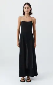 [St. Agni] Sheer Silk-Blend Maxi Slip Dress