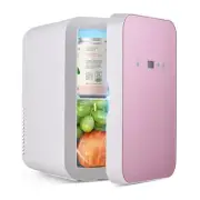 8L Rose Gold Mini Fridge with Touchscreen Glass Front, 110V/12V Portable Cooler