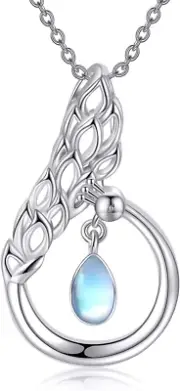 Peacock Necklace Sterling Silver Moonstone Peacock Pendant Jewelry Gifts Women