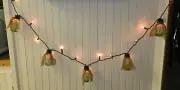 *SALE* PRIMITIVE SET OF 5 MINI MASON JAR LIGHT STRING! 10 LIGHTS!