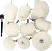 10pcs Cotton Polishing Wheel Kit for Drill, Buffing Wheels for Aluminum Polish, Chrome,Stainless Steel,Metal,Car Detailing Drill Polishing Kit with 1/4" Hex Shafts (10)
