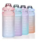 2000ML Half Gallon 64 OZ Motivational Water Bottle Time Marker +free straw brush