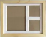 HAMPPLIES Handprint and Footprint Frame Wooden Photo Frame with Ink Pad for Keepsake Decor for Boys and Shower present Natural Color