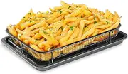 Bakken Swiss Air Fryer Tray, 2 in 1 Nonstick Crisper Air Fry Basket w/Elevated Mesh Great for Oven, Dishwasher Safe – Ceramic Coating PTFE/PFOA/PFOS Free Extra-Large (9.5"x13", Gray)