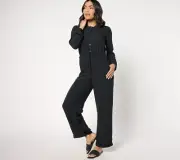 MUK LUKS Dream Weave Long-Sleeve Jumpsuit - Black (Sz S) A632318