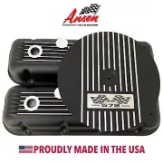 572 Big Block Chevy Finned Black Valve Covers & 14" Air Cleaner Kit - Ansen USA