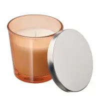 在飛比找蝦皮購物優惠-IKEA 附蓋香氛杯狀蠟燭~（辛辣南瓜/橘色玻璃罐）（紅色香