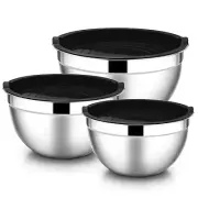 6-Piece Stainless Steel Salad Bowls Metal Nesting Bowls Black