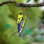 Lolitarcrafts Goldfinch Stained Glass Window Hangings Bird Suncathers for Wi...