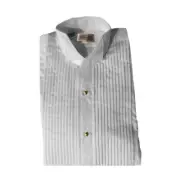 Girls Tuxedo Shirt Wing Collar 1/4" Pleats White Fitted Blouse NEW