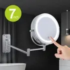 Make-up Mirror LED Metal with 3-10x Magnifying Round Silver Modern Wall Mount