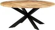 Round Dining Table, 175x75 cm Rough Mango Wood, Kitchen Table, Farmhouse, Set, Dinner Table, Room Furniture for Family Gatherings