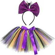 NOLITOY 1 Set Set Halloween Tutu Skirt Witch Tutu Skirt Halloween Spider Headband Tulle Tutu Skirt for Girls Halloween Dress up Sequin Bow Hair Hoop Mesh Headgear Little Girl Child